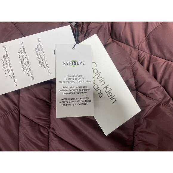 Calvin Klein Jeans Womens Zip-Front Puff Jacket Bitter Chocolate L - Picture 4 of 11